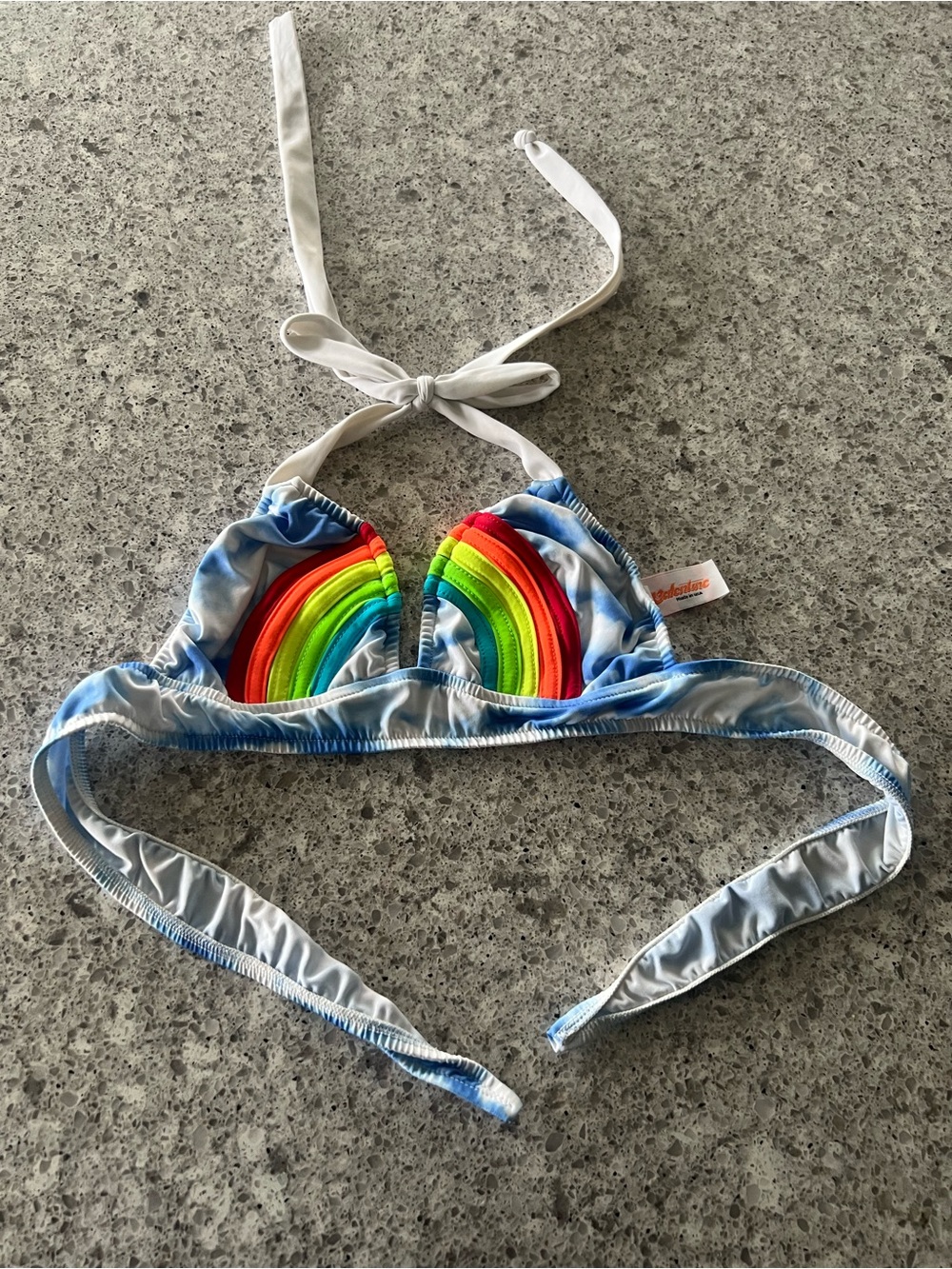 Authentic Vintage J Valentine Rainbow Halter Tie Bikini Top - Halloween Rave